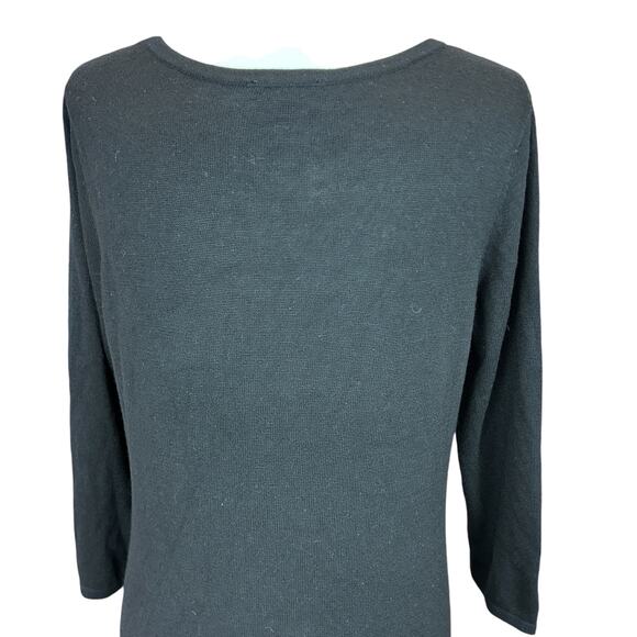 Iman Rhinestone Sweater Medium Black Cashmere Blend Boho Glam Holiday Party - Picture 7 of 12